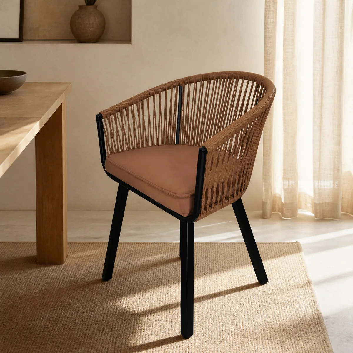 Kalahari Cord Dining Chair staged in a curated room setting one.